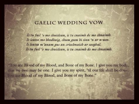 gaelic wedding vow Handfasting Ideas, Gaelic Words, Wedding Hacks, Outlander Quotes, Scottish Gaelic, Outlander Book, Outlander Jamie, Outlander Tv, Outlander Fan