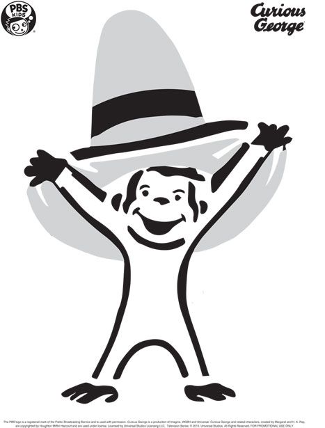 Curious George Pumpkin Carving Templates . Happy Halloween! . PBS Parents | PBS Consuela Family Guy, Kids Pumpkin Carving Templates, Stencil Tshirts, Curious George Pumpkin, Disney Stencil, Family Halloween Activities, Curious George Coloring Pages, Pumpkins Decorated, Disney Stencils