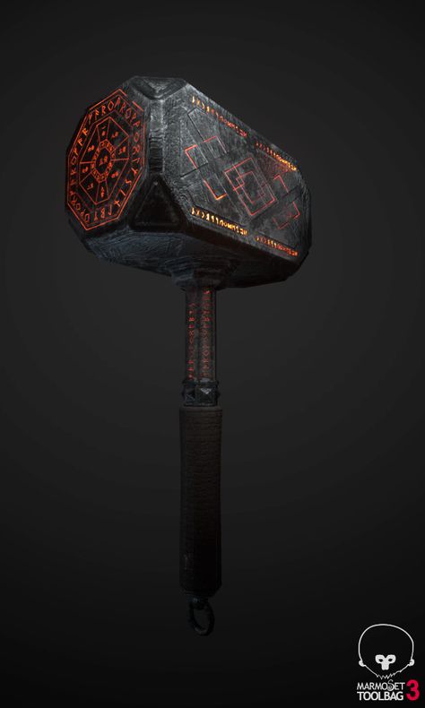 Magic Hammer Art, Anime Hammer, Mjolnir Art, Escudo Viking, Black Hammer, Dnd 5e Homebrew, Magic Items, Fantasy Props, Cool Swords