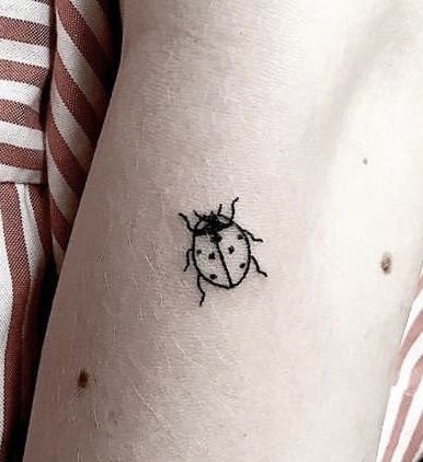 Ladybug Tattoo Drawing, One Line Ladybug Tattoo, Minimalist Ladybug Tattoo Simple, Ladybug Line Tattoo, Simple Ladybug Tattoo Outline, Simple Ladybug Drawing, Ladybug Outline Tattoo, Ladybug Tattoo Fine Line, Small Ladybug Tattoo Black And White