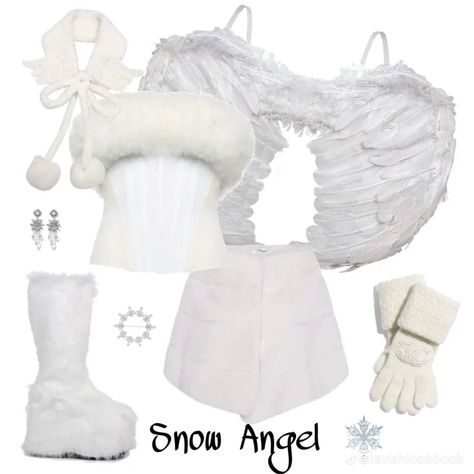 Snow Bunny Costume Halloween, Winter Costumes Ideas, Costume Ideas Cold Weather, Snow Angel Halloween Costume, Ice Queen Halloween Costume, Snow Themed Party Outfit, Snow Princess Costume, Ski Halloween Costume, Snowflake Costume