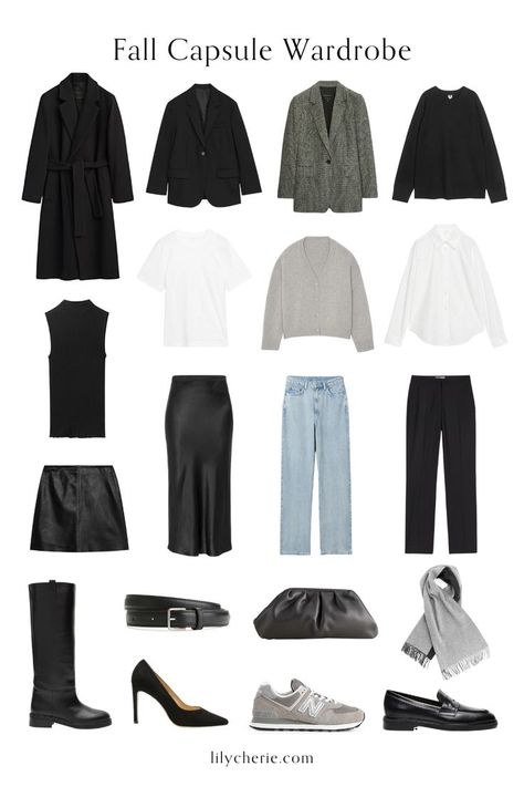 Black Capsule Wardrobe, Chic Capsule Wardrobe, Capsule Wardrobe Casual, Neutral Capsule Wardrobe, Classic Capsule Wardrobe, Capsule Wardrobe Outfits, Fashion Capsule Wardrobe, Winter Capsule Wardrobe, Clothes And Shoes