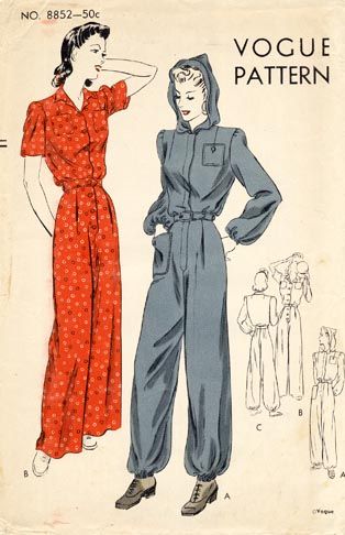 Vogue 8852 || Featured in Vogue Pattern Book, December 1940 - January 1941 50s Jumpsuit, 1950s Jumpsuit, 40s Jumpsuit, 1930s Jumpsuit, Vintage Jumpsuit Pattern, Boiler Suit Pattern, Women’s Jumpsuit Pattern, Jumpsuit Patterns, Women’s Jumpsuit Sewing Pattern