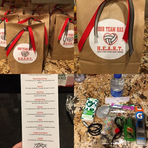 Volleyball Survival Kit Volleyball Team Mom Gift Ideas, Volleyball Tournament Survival Kit, Team Mom Volleyball Ideas, Volleyball Treat Bags Ideas, Basketball Survival Kit Ideas, Volleyball Tournament Goodie Bags, Volleyball Treats Snacks Cute Ideas, Volleyball Survival Kit Ideas, Volleyball Gifts For Players Diy