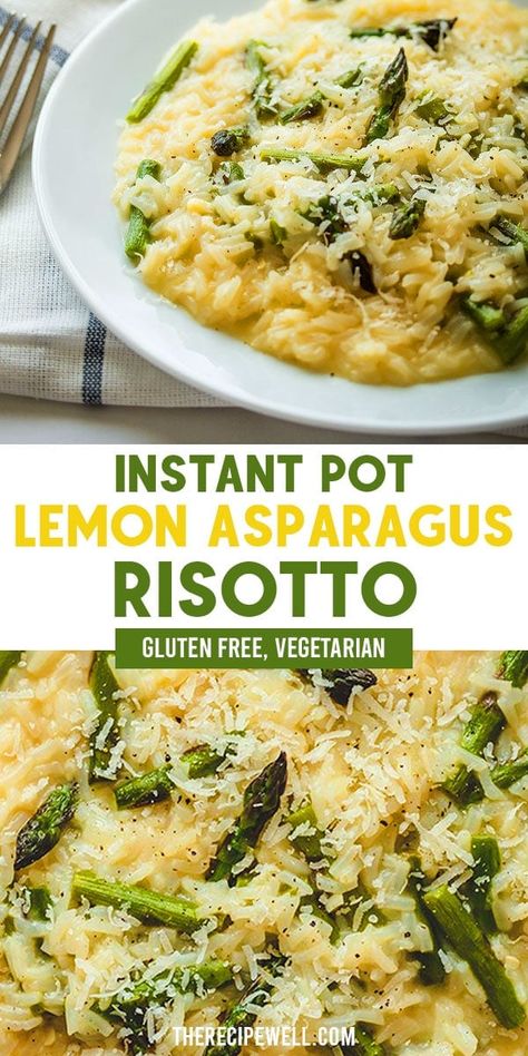 Easy Vegetarian Risotto, Pescatarian Instant Pot Recipes, Easiest Vegetarian Meals, Ninja Foodi Recipes Vegetarian, Mediterranean Diet Instant Pot Recipes, Insta Pot Vegetarian, Instant Pot Vegetarian Recipes, Lemon Asparagus Risotto, Risotto Instant Pot