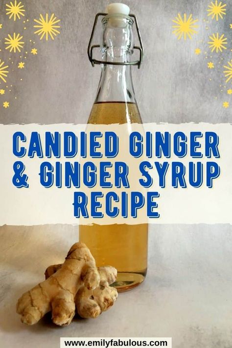 How to Make Candied Ginger and Ginger Syrup | Healthy | DIY | EmilyFabulous Ginger Syrup Recipe, Best Sauce Recipe, Pesto Recipes, Sauces Recipes, Craft Cocktail Recipe, Simple Syrup Recipes, Ginger Syrup, Homemade Syrup, Ginger Spice