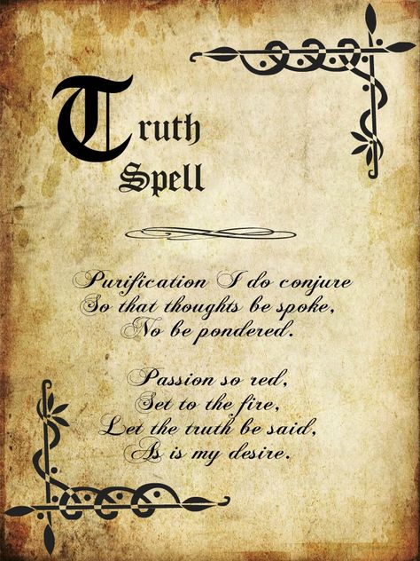 Spell Book Pages - DIY Inspired Truth Spell, Halloween Spell Book, White Magic Spells, Witchcraft Spells For Beginners, Halloween Spells, Charmed Book Of Shadows, Spells For Beginners, Easy Spells, Inspiring Books