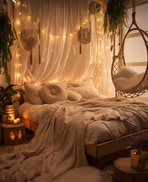 Holistic Bedroom Ideas, Pretty Bedrooms For Women, Skoolie Bedroom, Mattress On Floor Ideas Bedrooms, Goddess Bedroom, Boho Glam Bedroom, Bedroom Inspiration Cozy, Tiny House Bedroom, Dream Bedroom Inspiration