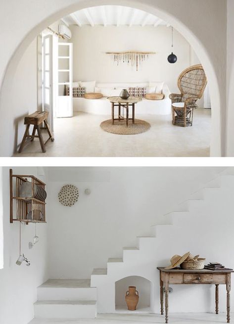 Tips On How To Adopt The Ibiza Decor Trend Ibiza Style Interior, Style Ibiza, Mediterranean Interior, Loft Interior, Ibiza Fashion, Countryside House, Floor To Ceiling, Spanish House, Menorca