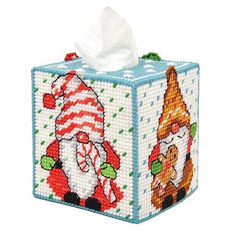 Plastic Canvas Tissue Box Cover, Festive Outfits, Plastic Canvas Books, Kleenex Box Cover, Colorful Hat, Plastic Canvas Tissue Boxes, Plastic Canvas Christmas, Tissue Box Cover, Plastic Canvas Crafts