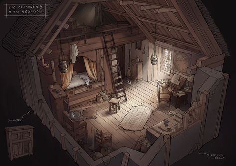 ArtStation - Medieval explorer - bedroom Medieval Explorer, Medieval Bedroom Ideas, Dnd Bedroom, Bedroom Fantasy Art, Bedroom Concept Art, Viking Bedroom, Explorer Bedroom, Desert Bedroom, Medieval Bedroom