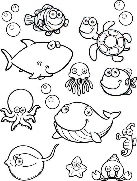 Under The Sea Printable Printable Fish Pictures, Sea Template, Under The Sea Drawings, Sea Printable, Under The Sea Crafts, Cartoon Sea Animals, Sea Drawing, Fish Coloring Page, Sea Crafts