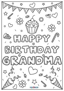 Grandma Printable, Coloring Birthday Cards, Grandma Card, Birthday Grandma, Happy Birthday Coloring Pages, Grandma Cards, Happy Birthday Grandma, Grandma Birthday Card, 80th Birthday Cards