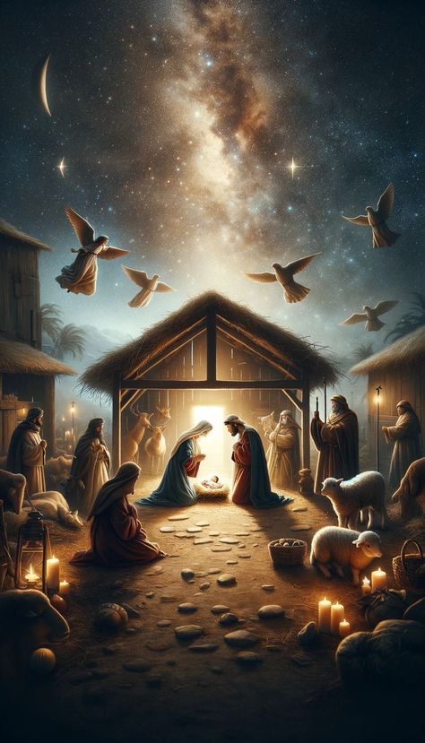 Nativity Scene Wallpaper, Christmas Nativity Images, Nativity Scene Pictures, Mary Joseph And Baby Jesus, Nativity Of Jesus, Catholic Wallpaper, Christmas Miracle, Scene Wallpaper, Merry Christmas Wallpaper