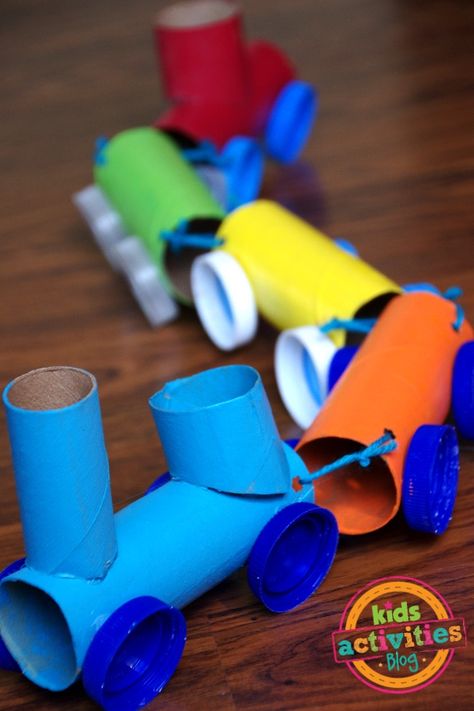 toilet paper roll train craft Train Crafts, Toilet Roll Craft, Toilet Paper Crafts, Toilet Paper Roll Crafts, Paper Roll Crafts, Childrens Crafts, Toilet Paper Roll, Paper Roll, Recycled Crafts