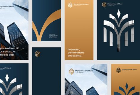 Mohammed Almarri group brand design on Behance Company Branding Design, Social Media Manager Website, Luxury Branding Identity, Property Branding, Template Social Media, Real Estate Logo Design, Identity Package, Canva Website, Luxury Logo Design