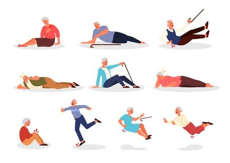 People Falling, Websites Templates, Person Falling, Ankle Pain, Elderly People, Man Character, Old People, Falling Down, Premium Vector