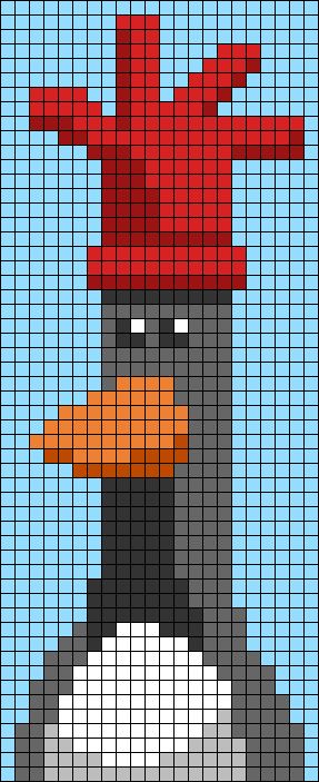 Golf Perler Bead Patterns, Wallace And Gromit Crochet Pattern, Feathers Mcgraw Crochet, Wallace And Gromit Knitting Pattern, Silly Cross Stitch Pattern, Simple Cute Cross Stitch Patterns, Wallace And Gromit Cross Stitch, Arsenal Crochet, Pixel Art Symbols