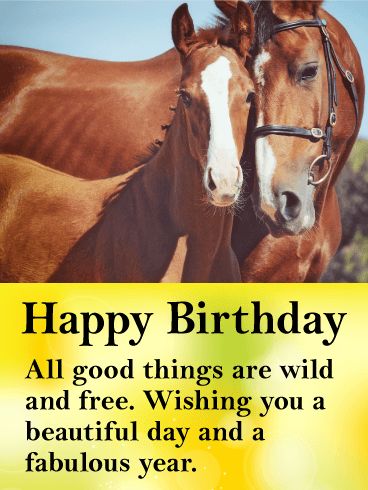 Wishing You a Fabulous Year! Happy Birthday Card: Horse lovers know: all good things are wild and free. Here's a card for the free spirits, for the tender and fierce hearted, and for those who believe in the beauty of their dreams. Wish someone a beautiful day and a fabulous year with this special birthday card. The majesty and wisdom of horses comes through in this gorgeous birthday card. Happy Birthday Horse Lover, Horse Happy Birthday Image, Instagram Login, Birthday Horse, Happy Birthday Animals, Best Friend Quotes Meaningful, Funny Minion Memes, Quotes Meaningful, Birthday Wishes Greetings