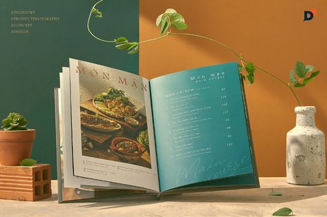 Khế Bistro - Food photography & Menu design on Behance Menu Book Design, Menu Cover Design, Bistro Food, Photography Graphic Design, Food Branding, Food Menu Design, Menu Cover, Menu Book, Food Truck Design