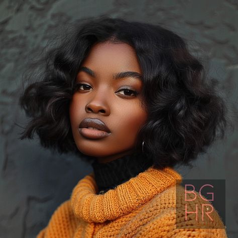 Rock Your Fluff: Mastering the Fluffy Bob Hairstyle for Black Women – Black Girls Hair Rocks Natural Hair Curly Bob, 70s Black Hairstyles, Natural Blowout Hairstyles Black Women, 90s Bob Black Women, Fluffy Bob Black Women, Beachy Bob, Wash And Go Natural Hair, French Bobs, Fluffy Bob