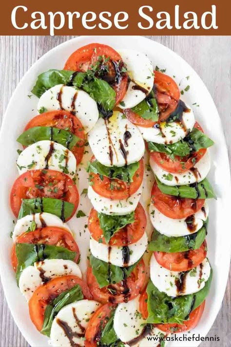 A Caprese salad, also known as Insalata Caprese, is a traditional Italian dish that's super quick to whip up. You just need juicy tomatoes, creamy mozzarella cheese, and aromatic basil. When you put them all together, you get this amazing mix of flavors that'll make your mouth water. With its bright colors and delicious taste, Caprese Salad is great for any get-together, whether it's a casual BBQ or a family dinner. It's so easy to make and sure to make everyone happy at your table. Best Caprese Salad, Eggplant Caponata Recipe, Tortellini Pasta Salad Recipes, Tomato Mozzarella Salad, Caprese Salad Recipe, Caprese Sandwich, Pasta Salad With Tortellini, Traditional Italian Dishes, Mozzarella Salad