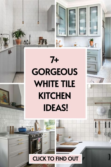 7 white tile kitchen ideas Horizontal Tiles Kitchen, Subway Tile Behind Stove, 3x12 White Subway Tile Backsplash, Tile Kitchen Floor Ideas, Textured Tiles Kitchen, White Tile Kitchen, White Tile Splashback, Kitchen Floor Ideas, Tile Kitchen Floor