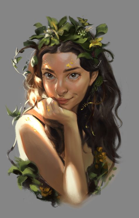 ArtStation - Woman of nautre, brooks kim Digital Paintings, Dnd Art, Arte Fantasy, Digital Portrait, Dnd Characters, Character Portraits, Fantasy Character Design, Pretty Art, Portrait Art