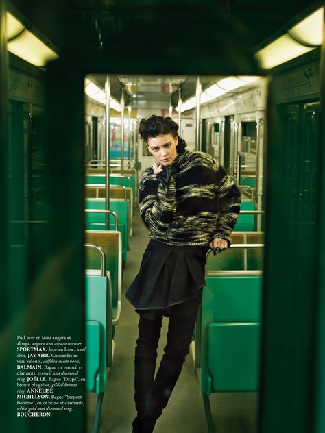 Diana Moldovan by Sonia Sieff for Madame Air France August/September 2013 Diana Moldovan, City Shoot, Subway Train, U Bahn, Fashion Photography Inspiration, Mode Casual, Street Fashion Photography, Air France, Fashion Photography Editorial