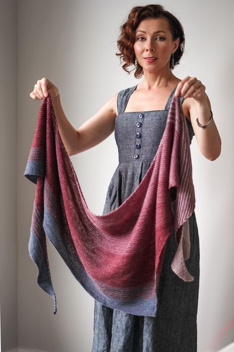 Sonder - Easiest Beginner Level Gradient Knit Shawl Pattern - Expression Fiber Arts | A Positive Twist on Yarn Knit Shawl Pattern, Knitting Scarves, Expression Fiber Arts, Knit Shawls, Knit Shawl, Shawl Knitting Patterns, Shawl Patterns, Wrap Pattern, Shawl Pattern