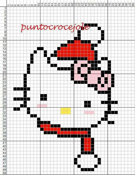 Pixel Art Hello Kitty, Lioness Tattoo Design, Perler Bead Mario, Christmas Perler Beads, Rhinestone Designs Templates, Holiday Cross Stitch Patterns, Hello Kitty Crochet, Cross Stitch Freebies, Pixel Drawing