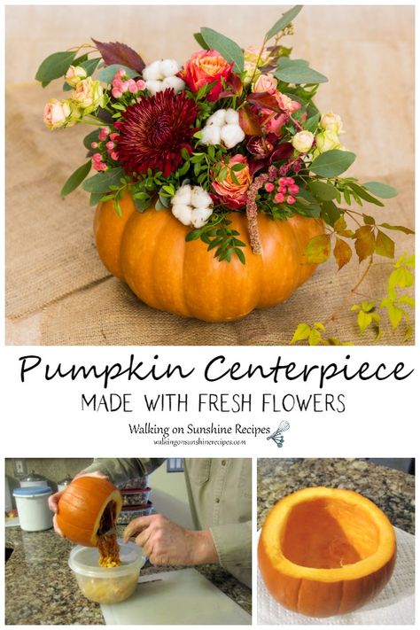 Thanksgiving Flower Arrangements, Diy Thanksgiving Centerpieces, Thanksgiving Centerpieces Diy, Pumpkin Bouquet, Pumpkin Floral Arrangements, Fall Pumpkin Centerpieces, Thanksgiving Floral, Thanksgiving Flowers, Pumpkin Vase