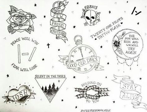 tøp tattoo ideas! credit to @sweetrevengekele on instagram Twenty One Pilots Dibujos, Tatuagem Twenty One Pilots, Vessel Twenty One Pilots, Twenty One Pilots Tattoo, Pilot Tattoo, Desenhos Love, Twenty One Pilots Art, Pilots Art, Clique Art