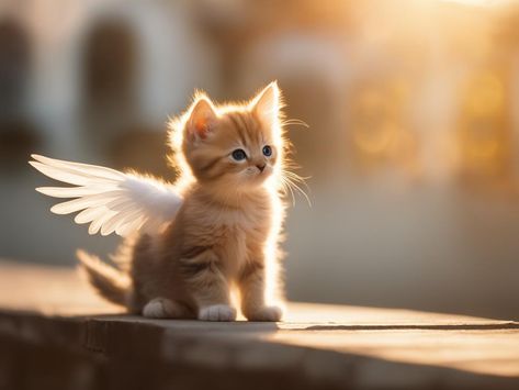 cat angel Kitten With Wings, Cat With Angel Wings, Cat With Wings, Fat Orange Cat, Orange Kitty, Angel With Wings, Ginger Kitten, Orange Kittens, Cat Cuddle