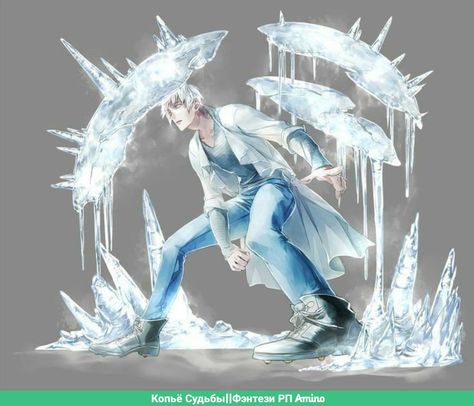 Cryokinesis Art, Ice Powers Art, Ice Powers Drawing, Anime Ice Powers, Elemental Character Design, Ice Character Design, Yuumei Art, Ice Magic, Ice Powers