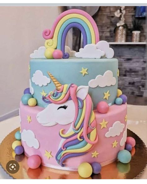 Unicorn Cake 4th Birthday, Unicorn Birthday Cakes For Girls Kids, Unicorn Cake Rainbow, Unicorn Themed Birthday Cake, Girls 5th Birthday Cake, Girls 3rd Birthday Cake, Unicorn Cakes For Girls Birthday, 4th Birthday Cake Girl, 5th Birthday Cake Girl