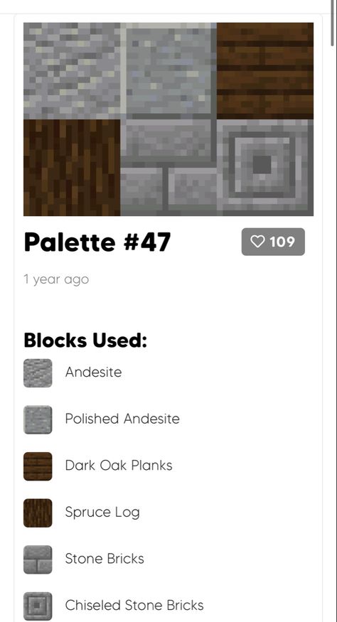 Minecraft Block Palette Stone Brick, Dark Academia Minecraft Block Palette, Minecraft Medieval Block Palette, Dark Oak Block Pallet Minecraft, Dark Block Pallet Minecraft, Minecraft Dark Oak Palette, Minecraft Block Palette Aesthetic, Minecraft Colour Pallets, Free Minecraft Mods