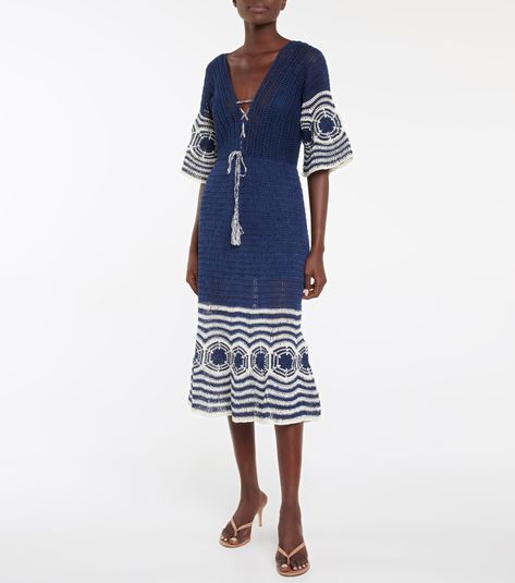 Anna Kosturova - Indigo crochet cotton maxi dress | Mytheresa Crochet Easy Patterns, 2 Piece Dresses, Crochet 2 Piece, Skirts Patterns, Crocheted Dresses, Dresses Crochet, Anna Kosturova, Crochet Blouses, Indigo Dress