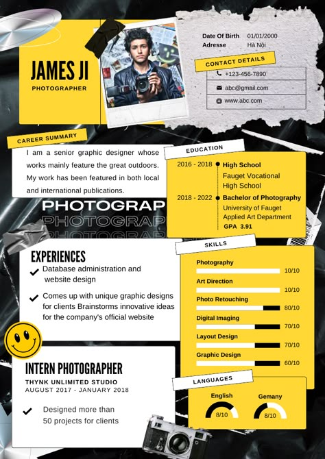 Cv Photographer Creative Cv, Resume Creative Design, Graphic Design Cv Creative, Resume Graphic Designers, Cv Layout Design, Cv Graphic Designers, Digital Portfolio Design, Portfolio Design Ideas Student Projects, Cv Graphic Design