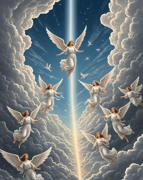 Angels From Heaven, Heavenly Angels Art, Pictures Of Angels, Guardian Angel Images, Angels Singing, Guardian Angel Pictures, Mary Jesus Mother, Angel Flying, Bible Artwork