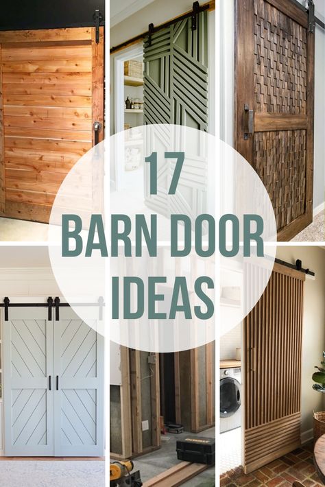 Cool Barn Doors, Barn Doors In Basement, Stained Barn Doors In The House, Wood Barn Doors In The House, Diy Barndoors For Closet, Diy Farm Doors Sliding, Rustic Sliding Barn Door, Barnwood Doors Sliding, Barnyard Doors Interior