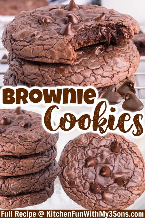 Best Brownie Mix, Brownie Mix Cookies, Cookie Brownie Recipe, Gooey Cookies, Fudgy Brownie, Chewy Cookies, Chewy Brownies, Delicious Brownies, Homemade Brownies