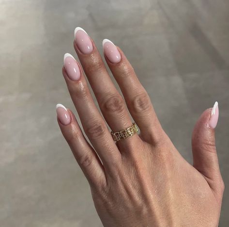 Almond French Gel Nails, Fine Line French Tip Nails, Oval Nails French, Casual Nails, Oval Nails, Neutral Nails, Bridal Nails, Fire Nails, Chic Nails