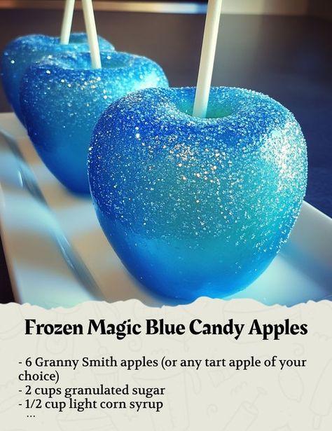 Christmas Apples, Blue Candy Apples, Fruit Treats, Candy Apple Recipe, Apple Recipe, Halloween Baby Shower Theme, Gourmet Candy, Apple 6, Blue Candy