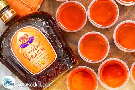 Crown Royal Peach Jello Shots, Crown Peach Jello Shots, Peach Crown Jello Shots, Crown Jello Shots, Raspberry Jello Shots, Crown Vanilla, Peach Jello Shots, Rum Jello Shots, Peach Moonshine