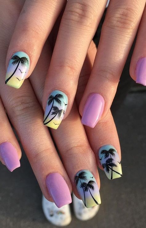 Summer Nails 2020, Summer Coffin Nails, Summer Nails Coffin, Coffin Acrylic Nails, Popular Nail Art, Floral Nail Designs, Nails Easy, Nail Art Designs Summer, Coffin Shape Nails