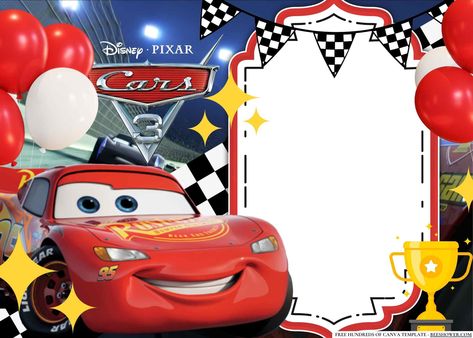 FREE Editable Cars 3 Birthday Invitation Cars Tarpaulin Layout, Cars Birthday Invitations Free Template, Cars Theme Invitation, Car Birthday Invitations Free, Hello Kitty Birthday Invitations, Wwe Birthday, Free Printable Baby Shower Invitations, Minnie Mouse Birthday Invitations, Monster Inc Birthday