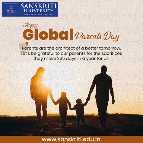 www.sanskriti.edu.in Parents play a pivotal role in the lives of children. Since birth, parents are our protectors, teachers, providers and role models. On Global Parents’ Day, we express our gratitude to all parents for everything they do to raise up their children in a world that is constantly changing and challenging. #globalparentsday #blessings #gratitude Global Parents Day, Global Day Of Parents, Birth Parents, Parents Day, Tomorrow Will Be Better, In A World, Role Models, Gratitude, Parenting