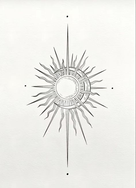 Sun Tattoos For Guys, Secret Places To Get Tattoos, Artistic Sun Tattoo, Sunshine Tattoo Men, Sun Geometric Tattoo, Sun God Tattoo Design, Geometric Sun Tattoo, Tj Tattoo, Sun With Face Tattoo