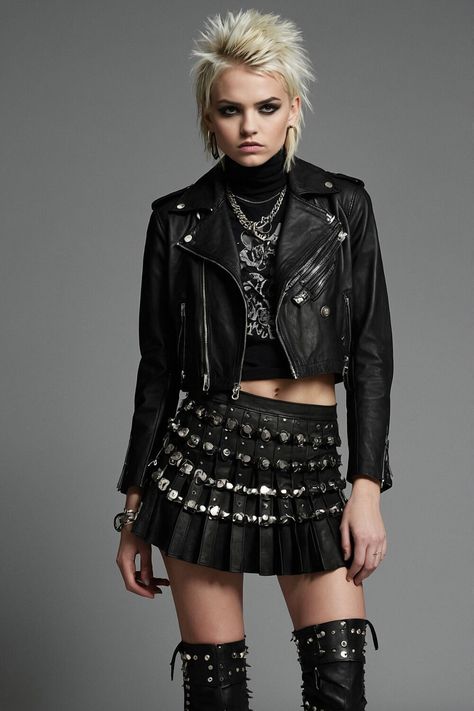 Unleash your inner rocker with these 13 black outfit ideas! Perfect for women who love a touch of edge, these looks include leather jackets, chic skirts, and black-on-black style ready for any occasion. #RockEdge #BlackOutfits Chic Rocker Outfits, Black Outfit Ideas For Women, Band Tee Style, Black Outfits For Women, Rocker Chic Outfit, Black Outfit Ideas, Vintage Rock Tees, Chic Black Outfits, Music And Fashion